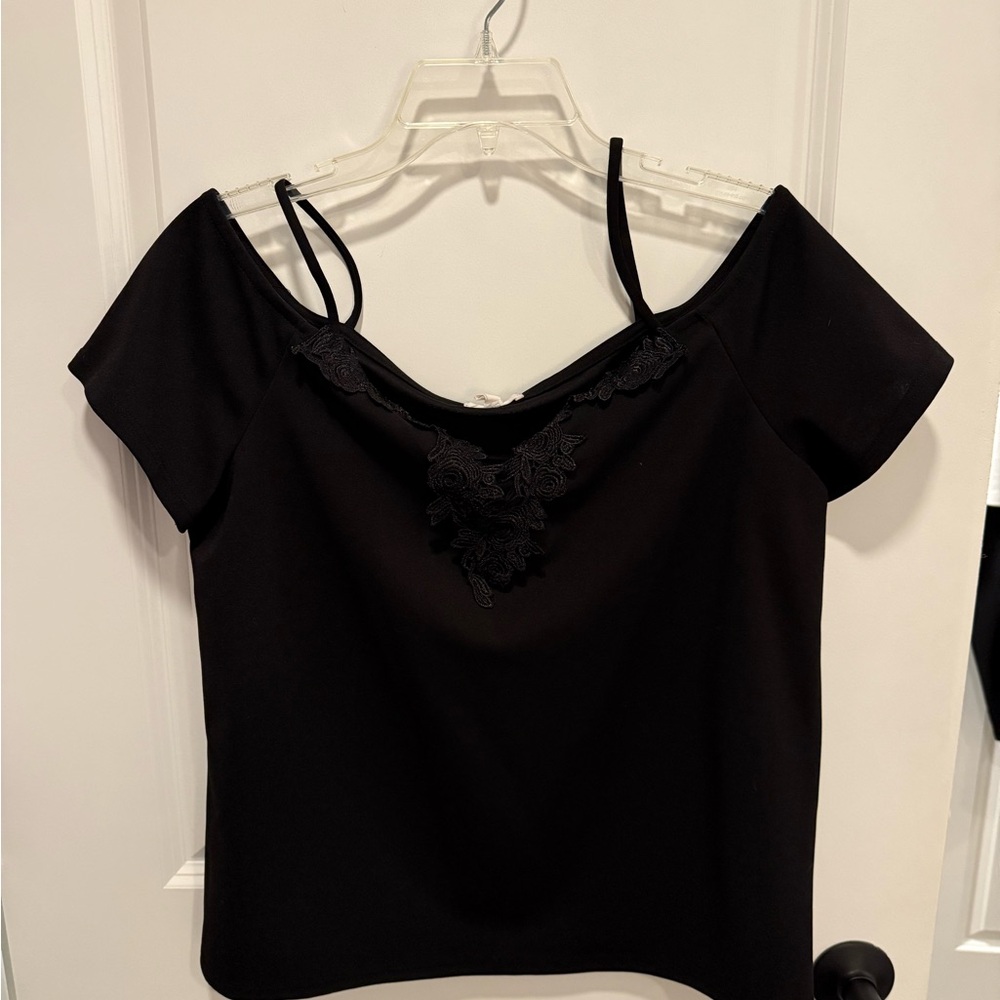 Maurices Black off the shoulder Embellished Blouse